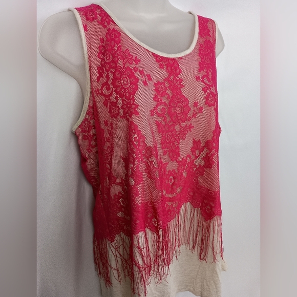 2/$30 Barbiecore Pink Lace Summer Sleeveless Top (#1,383) - Picture 4 of 8